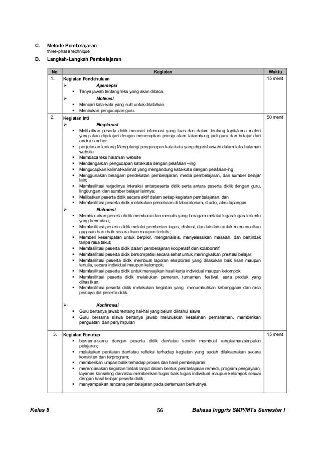 Kunci dan Perangkat Bahasa Inggris kelas 8
