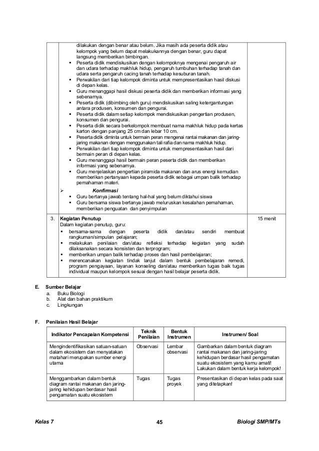 Kunci dan Perangkat Biologi SMP kelas 7