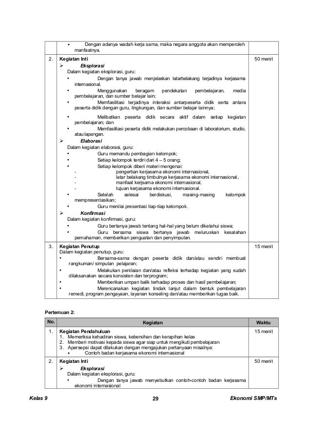Kunci dan Perangkat Ekonomi SMP kelas 9