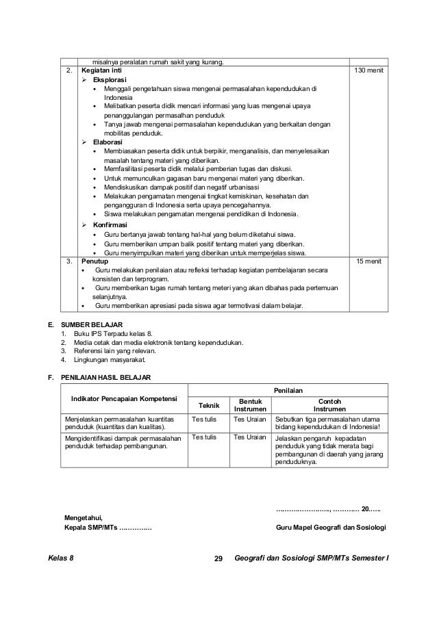 Kunci dan Perangkat Geografi & Sosiologi SMP kelas 8