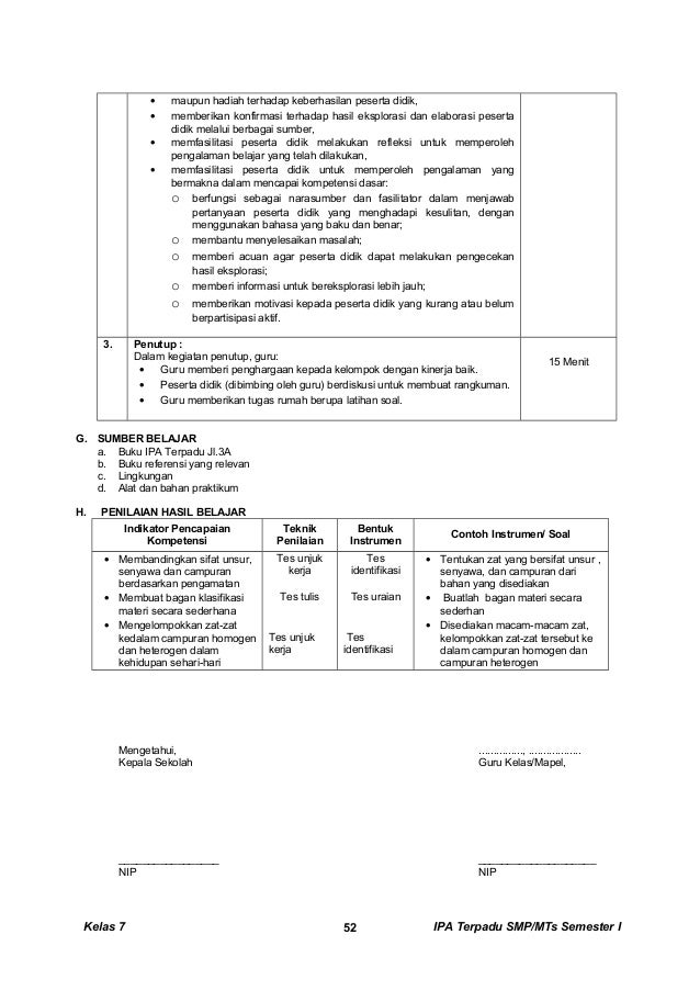 Kunci dan Perangkat IPA SMP untuk kelas VII