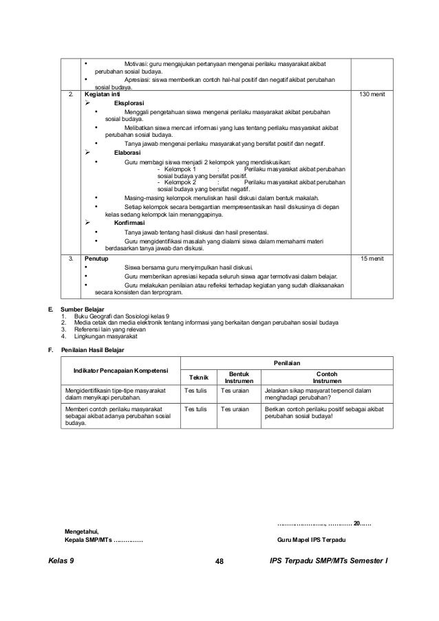 Kunci dan Perangkat IPS TERPADU SMP kelas 9