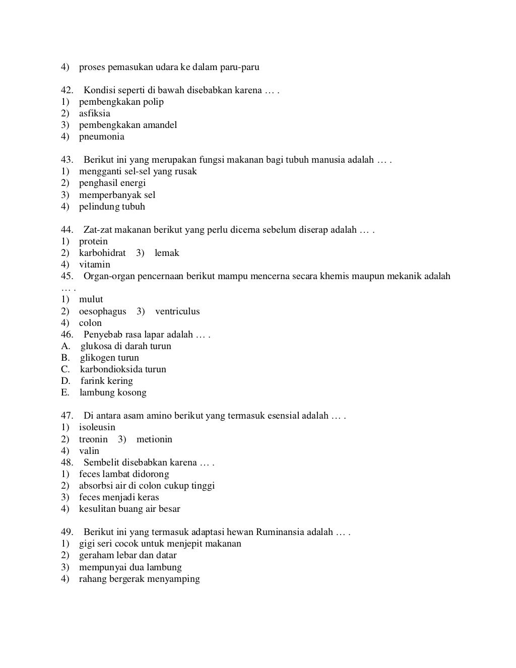 Kunci jawaban biologi soal biologi kelas