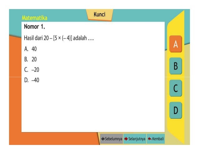 Kunci Jawaban Unbk Matematika Smp 2017