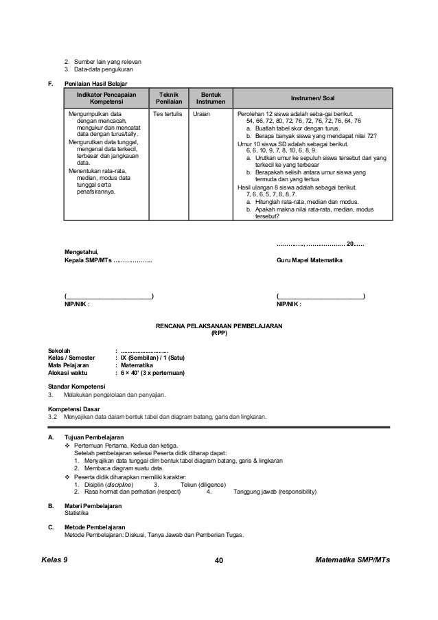 Kunci dan Perangkat Matematika SMP kelas 9