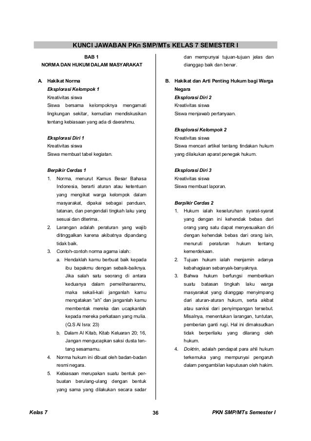 Kunci dan Perangkat PKN SMP kelas 7