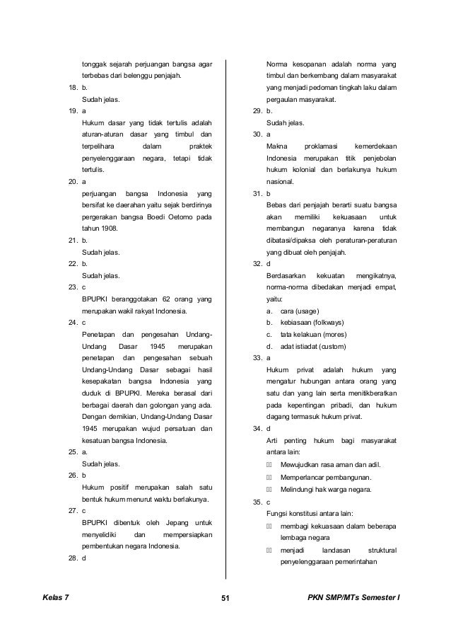 Kunci dan Perangkat PKN SMP kelas 7