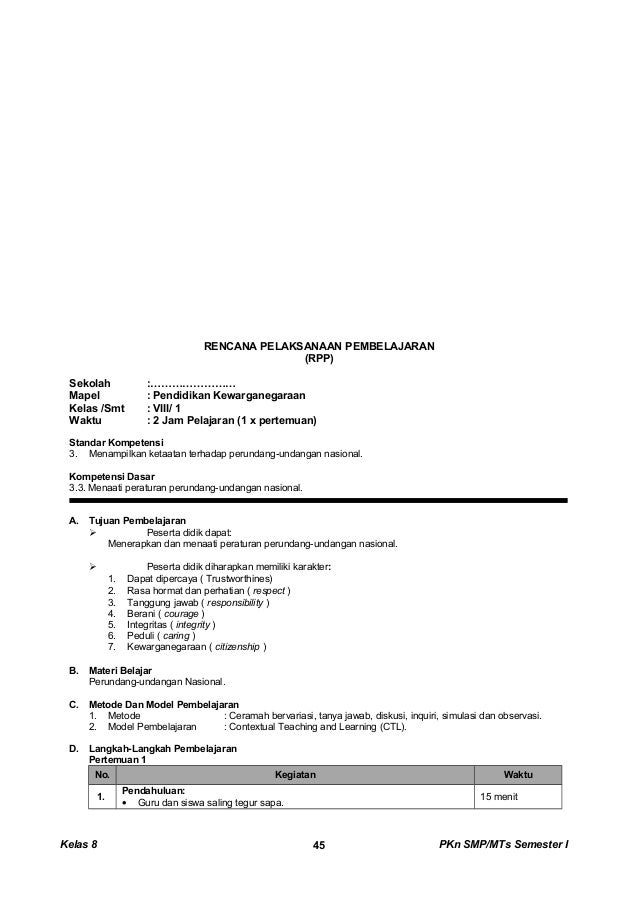 Kunci Dan Perangkat Pkn Smp Kelas 8