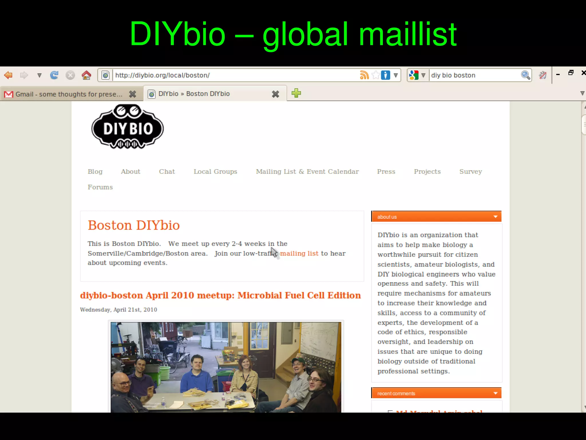    
DIYbio – global maillist
 