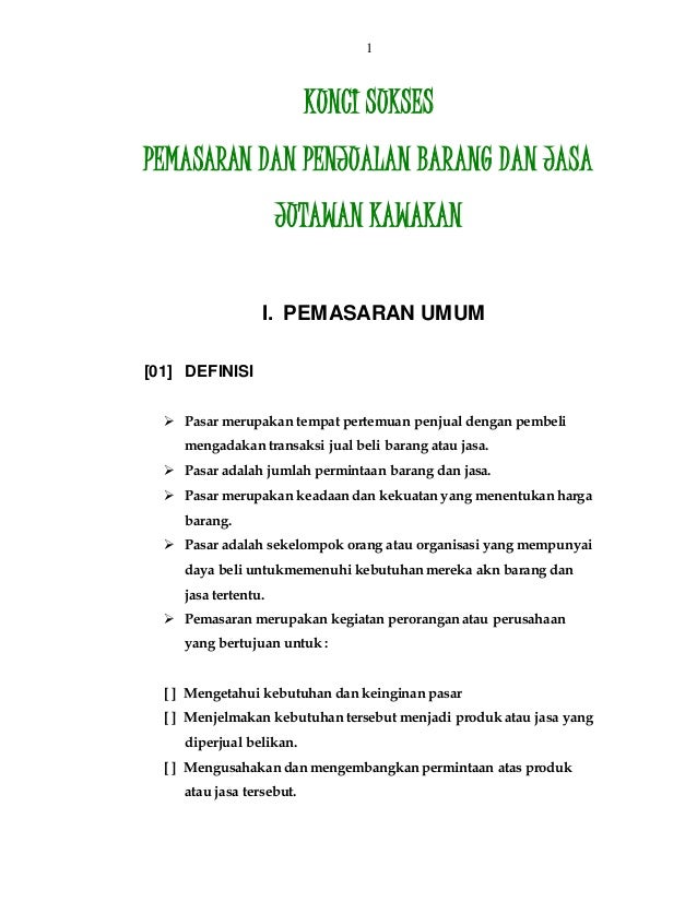 Kunci Sukses Pemasaran dan Penjualan Produk & Jasa Jutawan 