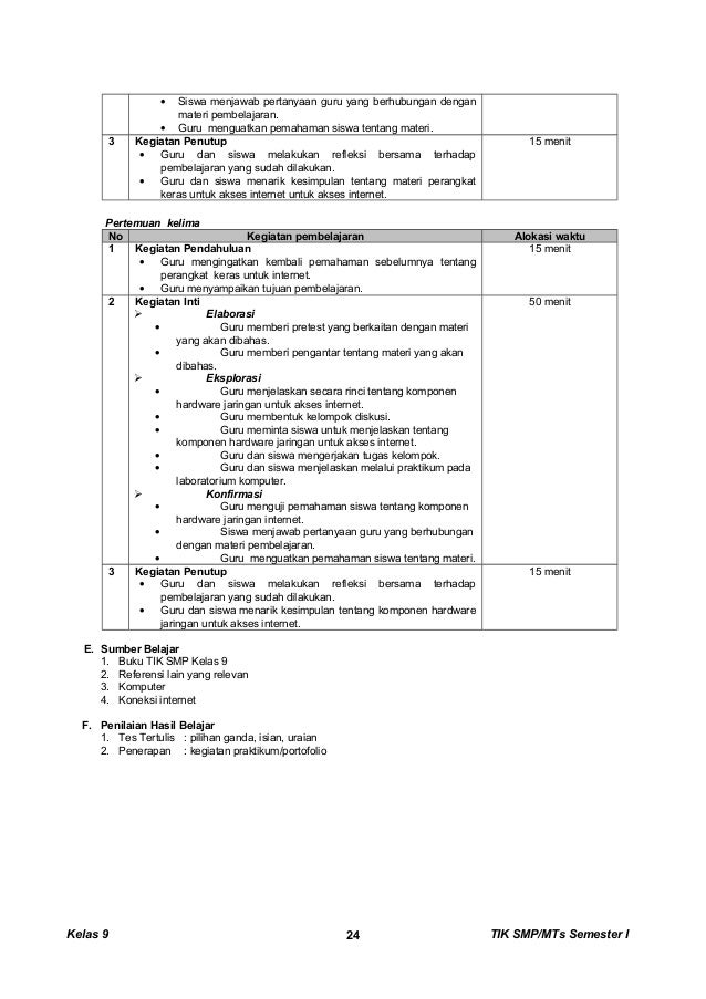 Kunci Dan Perangkat Tik Smp Kelas 9