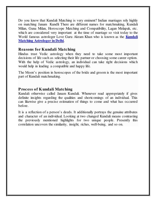 Vedic kundali matchmaking