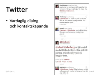 TwitterVardaglig dialog och kontaktskapande2011-06-22SIDAN 11