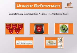 Unsere Referenzen
Unsere Erfahrung kommt aus vielen Projekten – von Klienten wie Ihnen!
 