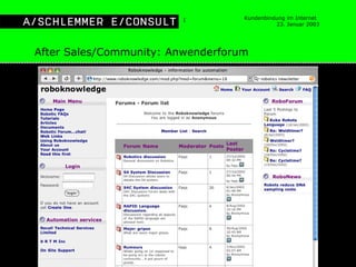 After Sales/Community: Anwenderforum 