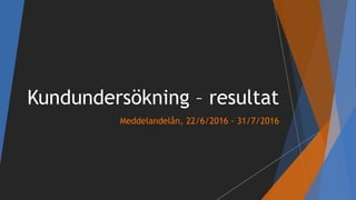 Kundundersökning – resultat
Meddelandelån, 22/6/2016 - 31/7/2016
 