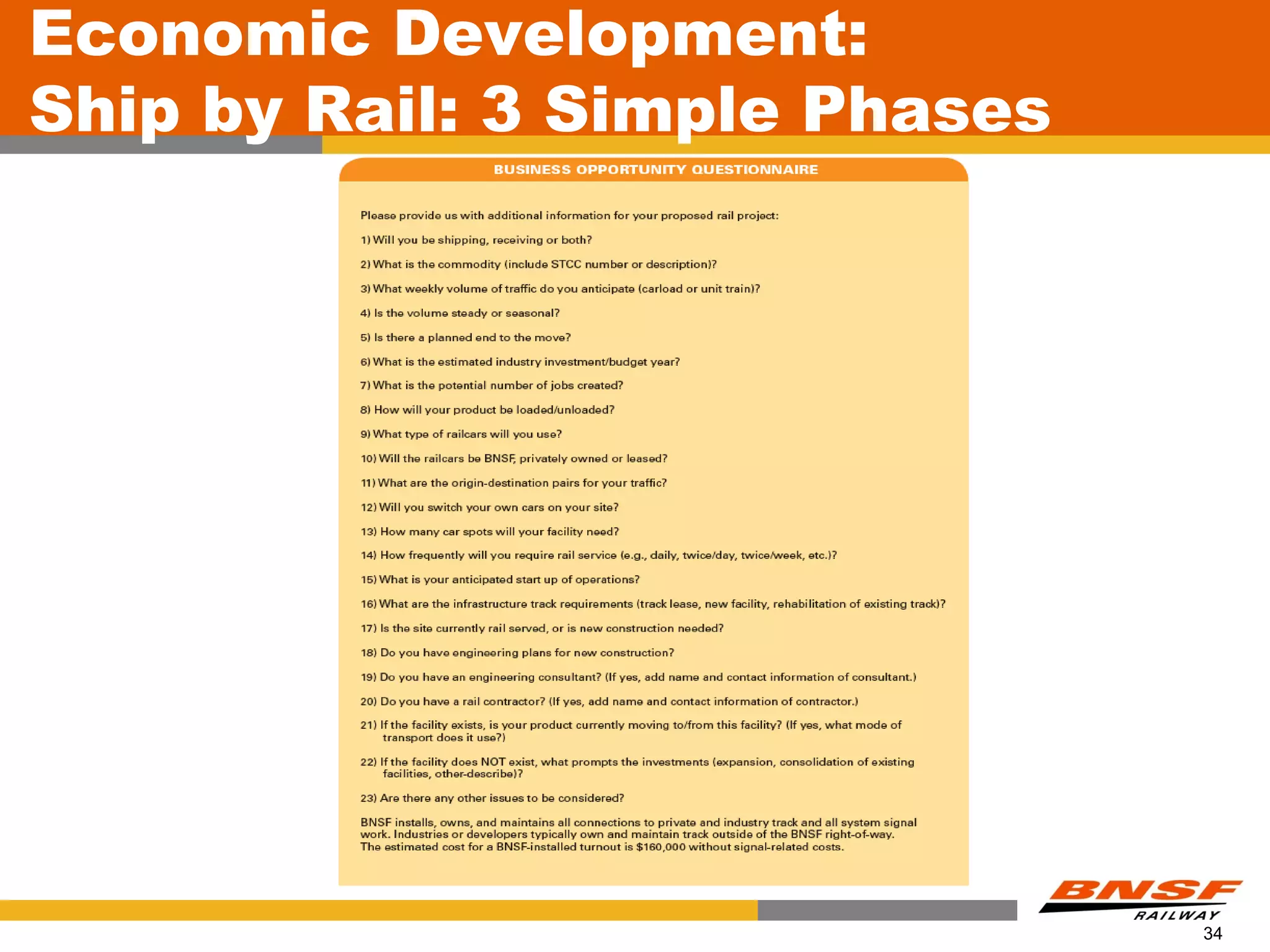 Economic Development:
Ship by Rail: 3 Simple Phases




                                34
 