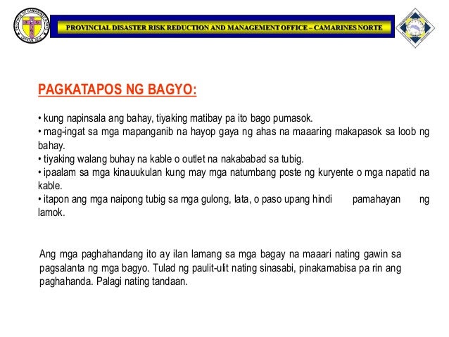 paghahanda sa kalamidad Ang anumang klase ng kalamidad ay maaaring umatake kahit kailan ang iba't ibang kalamidad na ating nararanasan sa paligid dulot ng kalikasan ay ang pagbaha, landslide o pagguho, lindol. paghahanda sa kalamidad Ang anumang klase ng kalamidad ay maaaring umatake kahit kailan ang iba't ibang kalamidad na ating nararanasan sa paligid dulot ng kalikasan ay ang pagbaha, landslide o pagguho, lindol.