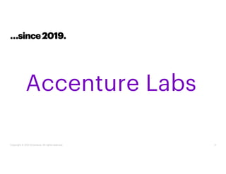 Copyright © 2021 Accenture. All rights reserved. 9
Accenture Labs
…since2019.
 
