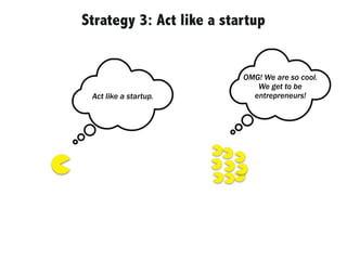 Let’s do an accelerator
so we can find cool
startups!
Brilliant!
Strategy 5: Do an accelerator
 