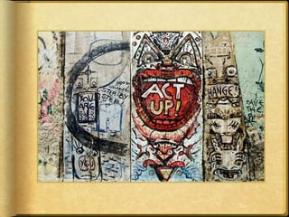 Teil der Berliner Mauer
mit Graffiti und Kaugummi
 