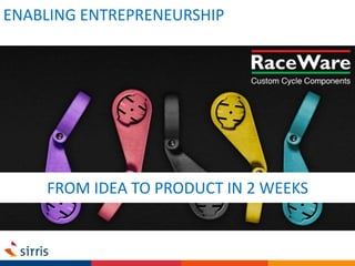 ENABLING ENTREPRENEURSHIP
FROM IDEA TO PRODUCT IN 2 WEEKS
 