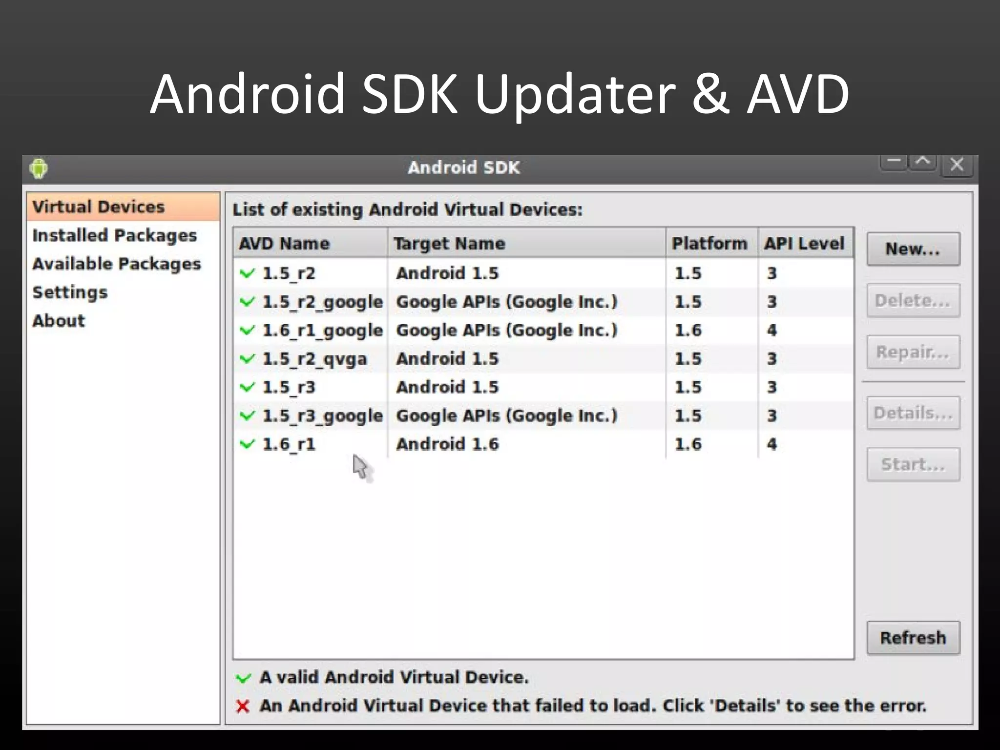 Android SDK Updater & AVD 