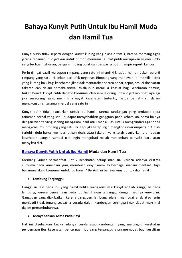 Bahaya Kunyit bagi Ibu Hamil Muda dan Hamil Tua