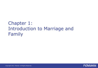 Copyright 2013 Pearson All Rights Reserved.
Chapter 1:
Introduction to Marriage and
Family
 
