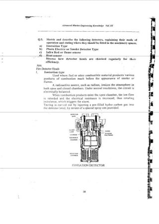 I . ~oaislrtCuerype
t'sed where ihel o r other combusfihle materid pmdur'cs~rnriou$
~rndr~els
of combvslion much btbrt the appearance OF smokc or
flame*.
A rediaactivz sm~rec.such as radium, ionizes Lhc armasphm i n
lmtk open and closed cchrnbtrs. llnder norma! condilions. the circuil is
elec~ricallyb.~lancrd
W h n cornbi~slim
products enlet thr: cpca chamber. 15c ion Raw
k
34
is Ttta~dtdand thc e1c~t~:slresistarrce is inzrerscd. lhus cr,alin:
i~:!salancc, whirl1 trig~ers
ria ulomi
Tcsrinp, i5 r a r r t d out 5y inject in^ a pre-Elid hydro carlmn gas Inlo
thc d c i c c ~ w
hcnd, hy mranJ;ni a s+cidl spray czn provided.
 