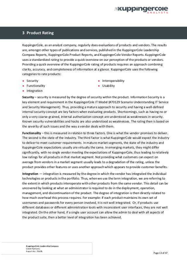 Kuppingercole Leadership Compass Report