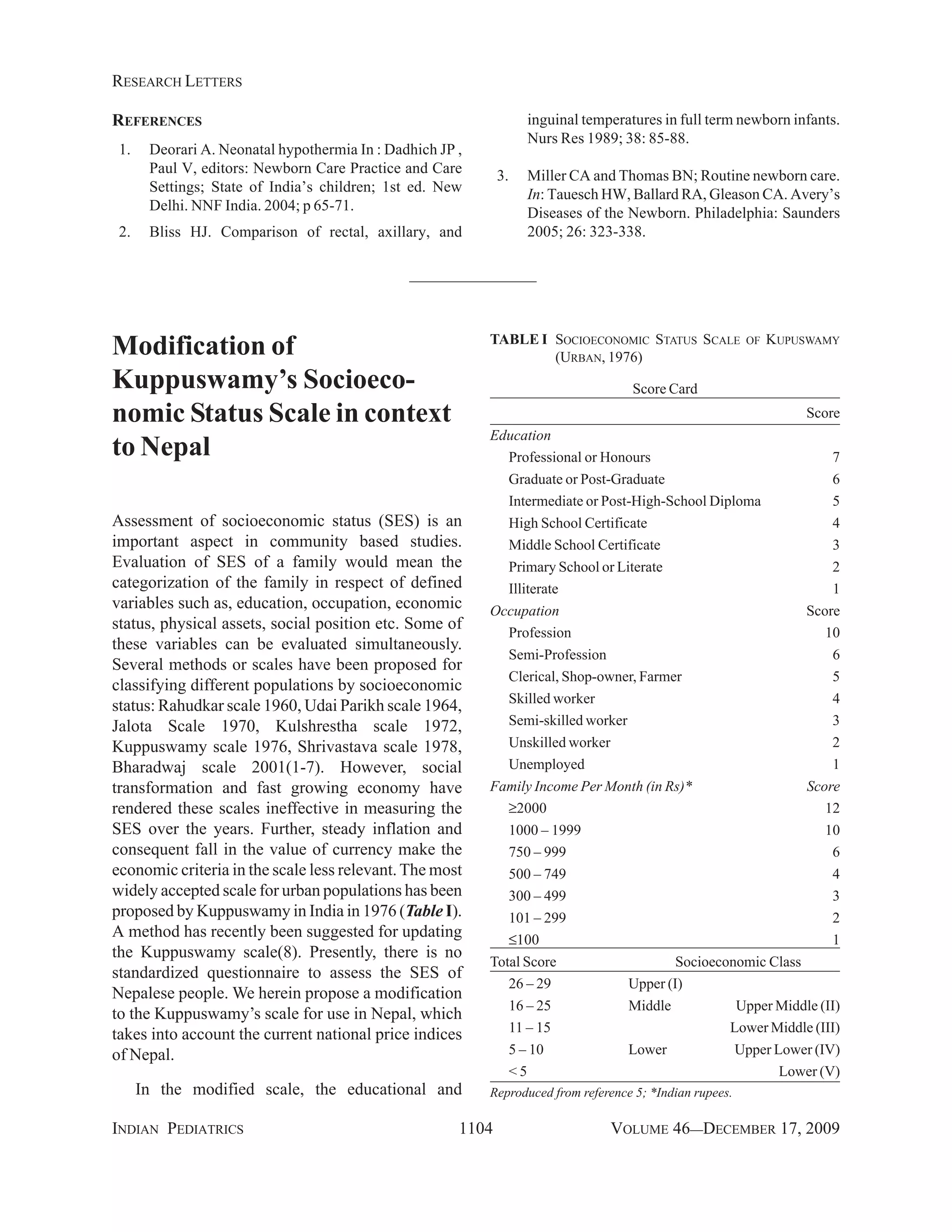 Kuppuswamy Scale Modified PDF