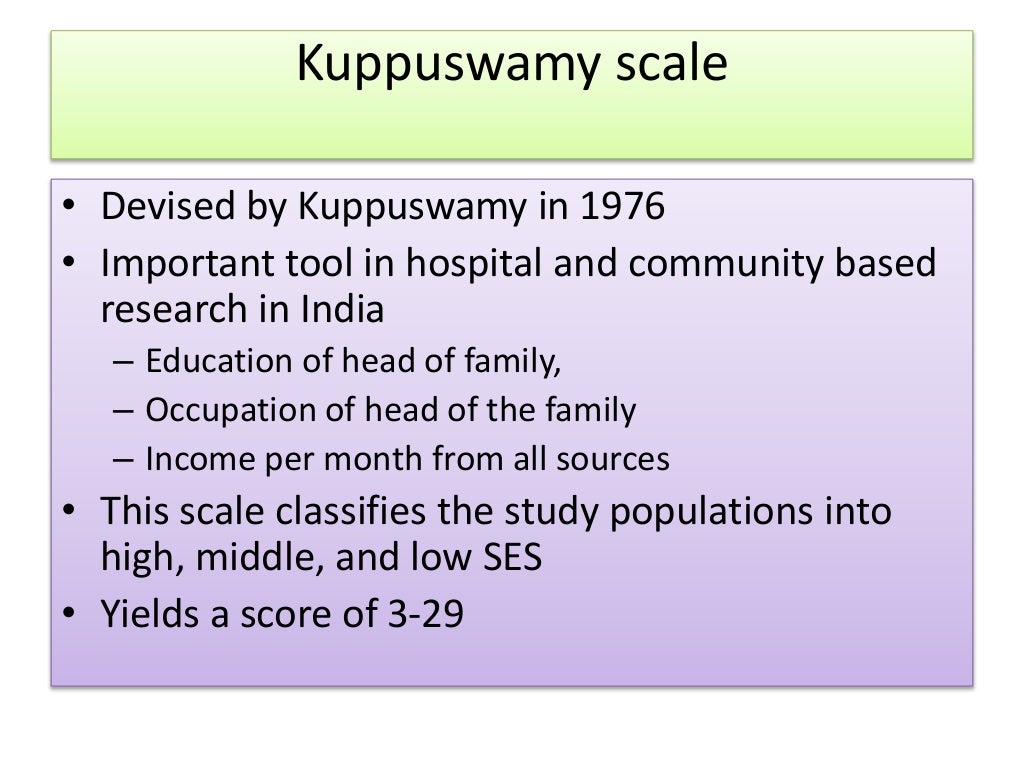 Kuppuswamy’s socio economic status scale for the year 2014