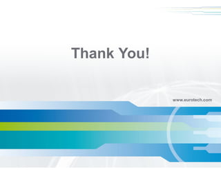 © 2014 Eurotech. All rights reserved 
This presentation has been prepared by Eurotech S.p.A. (or “Eurotech”). 
The information contained in this presentation does nor purport to be comprehensive. Neither Eurotech nor any of its officers, employees, advisers or agents accepts any responsibility for/or makes any representation or warranty, express or implied, as to the truth, fullness, accuracy or completeness of the information in this presentation (or whether any information has been omitted from the presentation) or any other information relating to Eurotech, its subsidiaries or associated companies, whether written, oral or in a visual or electric form, transmitted or made available. 
The information in this document is proprietary to Eurotech. No part of this document may be reproduced, copied, or transmitted in any form or for any purpose without the express prior written permission of Eurotech. 
The distribution of this document in other jurisdictions may be restricted by law, and persons into whose possession this document comes should inform themselves about, and observe, any such restrictions. 
No reliance may be placed for any purposes whatsoever on the information contained in this document or any other material discussed during this presentation, or on its completeness, accuracy or fairness. 
Eurotech assumes no responsibility for errors or omissions in this document. Eurotech does not warrant the accuracy or completeness of the information, text, graphics, links, or other items contained within this material. This document is provided without a warranty of any kind, either express or implied, including but not limited to the implied warranties of merchantability, fitness for a particular purpose, or non-infringiment. 
The information in this document and any other material discussed at this presentation is subject to verification, completion and change. 
The information and opinions contained in this document are provided as at the date of the presentation and are subject to change without notice. 
Some of the information is still in draft form and will only be finalized. 
By attending the presentation you agree to be bound by the foregoing terms. 
Trademarks or Registered Trademarks are the property of their respective owners.  