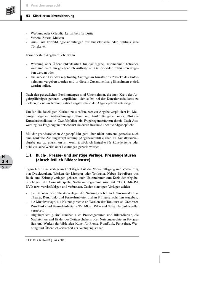 Nordhausen: Künstlersozialversicherung Teil III: Die Abgabepflicht nach ...