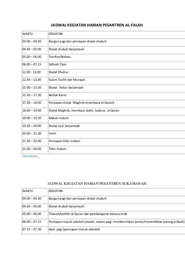 Membuat Jadwal Kegiatan Harian Anak | kurikulum berbasis kompetensi di pesantren Membuat Jadwal Kegiatan Harian Anak | kurikulum berbasis kompetensi di pesantren