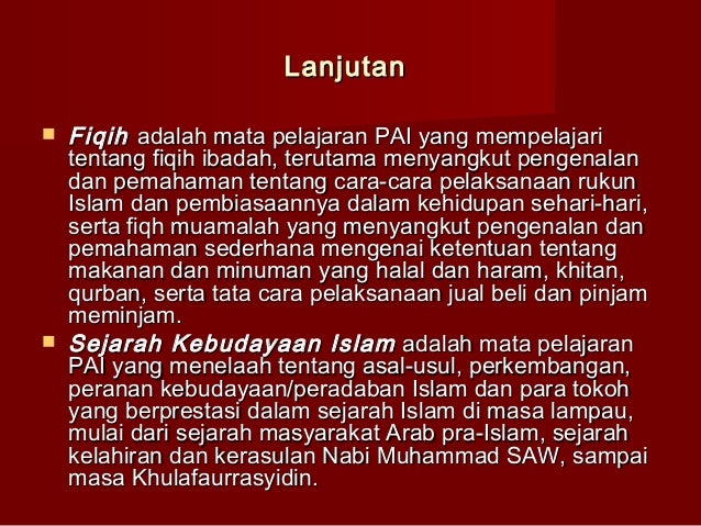Kurikulum pai di tiap jenjang madrasah