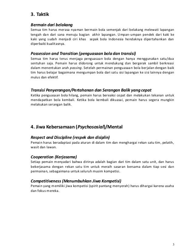 Kurikulum Sepak Bola Indonesia Part1