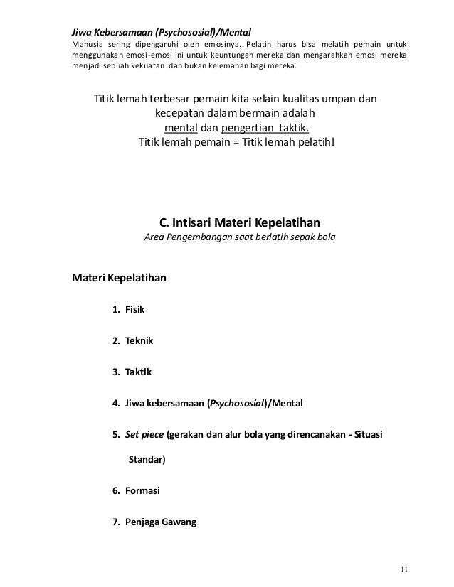 Kurikulum Sepak Bola Indonesia Part1