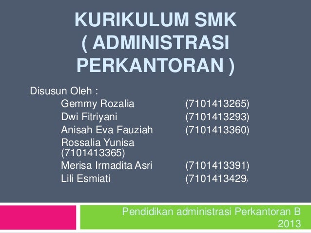 Kurikulum Smk Jurusan Administrasi Perkantoran