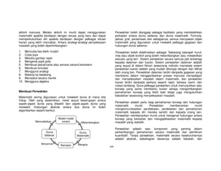 aktiviti manusia. Melalui aktiviti ini murid dapat menggunakan             Perwakilan boleh dianggap sebagai fasilitator yang membolehkan
matematik apabila berdepan dengan situasi yang baru dan dapat              perkaitan antara dunia sebenar dan dunia matematik. Formula,
memperkukuhkan diri apabila berdepan dengan pelbagai situasi               jadual, graf, persamaan dan sebagainya, semua merupakan objek
harian yang lebih mencabar. Antara strategi-strategi penyelesaian          matematik yang digunakan untuk mewakili pelbagai gagasan dan
masalah yang boleh dipertimbangkan:                                        hubungan dunia sebenar.
1.    Mencuba kes lebih mudah                                              Perwakilan boleh didefinisikan sebagai ‘Sebarang tatarajah huruf,
2.    Cuba jaya                                                            imej atau objek konkrit yang boleh melambangkan atau mewakilkan
3.    Melukis gambar rajah                                                 sesuatu yang lain’. Sistem perwakilan secara semula jadi terbahagi
4.    Mengenal pasti pola                                                  kepada dalaman dan luaran. Sistem perwakilan dalaman adalah
5.    Membuat jadual/carta atau senarai secara bersistem                   yang wujud di dalam fikiran seseorang individu manakala sistem
6.    Membuat simulasi                                                     perwakilan luaran adalah yang mudah dikongsi dengan dan dilihat
7.    Mengguna analogi                                                     oleh orang lain. Perwakilan dalaman terdiri daripada gagasan yang
8.    Bekerja ke belakang                                                  membantu dalam menggambarkan proses manusia mempelajari
9.    Menaakul secara mantik                                               dan menyelesaikan masalah dalam matematik, dan perwakilan
10.   Mengguna algebra                                                     luaran terdiri daripada perkara seperti rajah, bahasa rasmi, dan
                                                                           notasi lambang. Guna pelbagai perwakilan untuk menunjukkan satu
                                                                           konsep yang sama membantu bukan sahaja mengembangkan
Membuat Perwakilan                                                         pemahaman konsep yang lebih baik tetapi juga mengukuhkan
                                                                           kebolehan seseorang menyelesaikan masalah.
Matematik sering digunakan untuk mewakili dunia di mana kita
hidup. Oleh yang sedemikian, mesti wujud keserupaan antara
                                                                           Perwakilan adalah perlu bagi pemahaman konsep dan hubungan
aspek-aspek dunia yang diwakili dan aspek-aspek dunia yang
                                                                           matematik     murid.     Perwakilan  membenarkan      murid
mewakili. Hubungan abstrak antara dua dunia ini boleh
                                                                           mengkomunikasikan pendekatan, perdebatan dan pemahaman
digambarkan seperti berikut:
                                                                           matematik kepada diri mereka sendiri dan kepada orang lain.
                                                                           Perwakilan membenarkan murid untuk mengenal hubungan antara
                              Model-model                                  konsep yang berkaitan dan mengaplikasikan matematik kepada
             Memudahkan         konkrit         Melambangkan               masalah yang realistik.

                                                                           Perwakilan adalah satu komponen yang penting dalam
                     Dunia                   Dunia                         perkembangan pemahaman secara matematik dan pemikiran
                    Sebenar                 Matematik                      kuantitatif. Tanpa perwakilan, matematik secara keseluruhannya
                                                                           adalah abstrak, sebahagian besarnya adalah falsafah, dan
                  Menyemak                   Mengira
                                Ramalan                             xvii
 