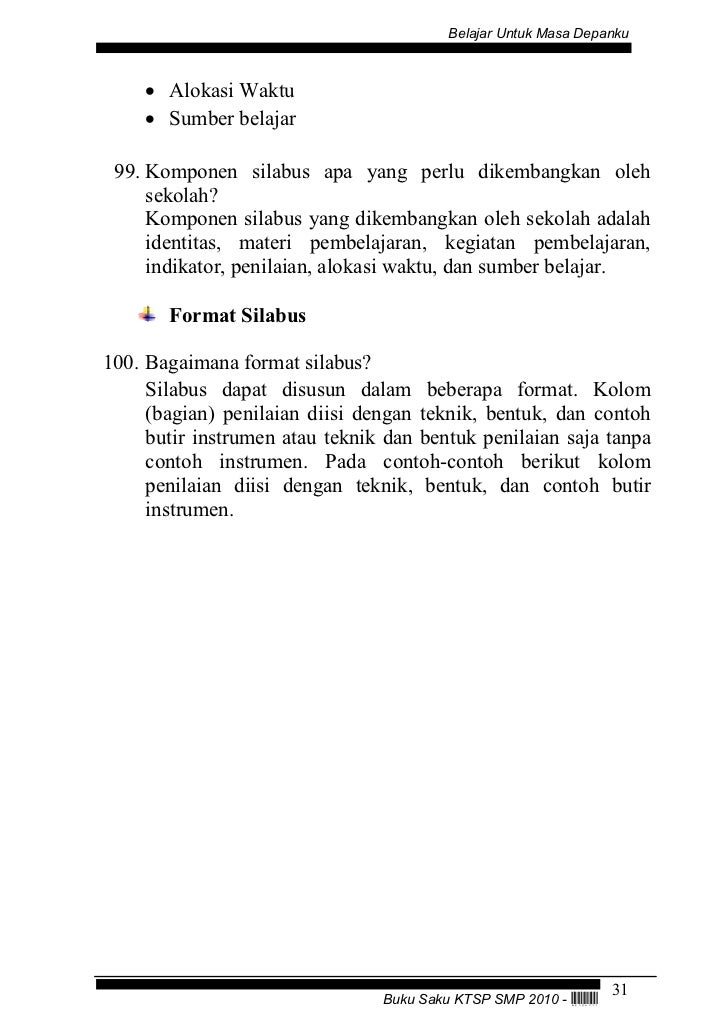 Kurikulum tingkat satuan pendidikan (ktsp) smp