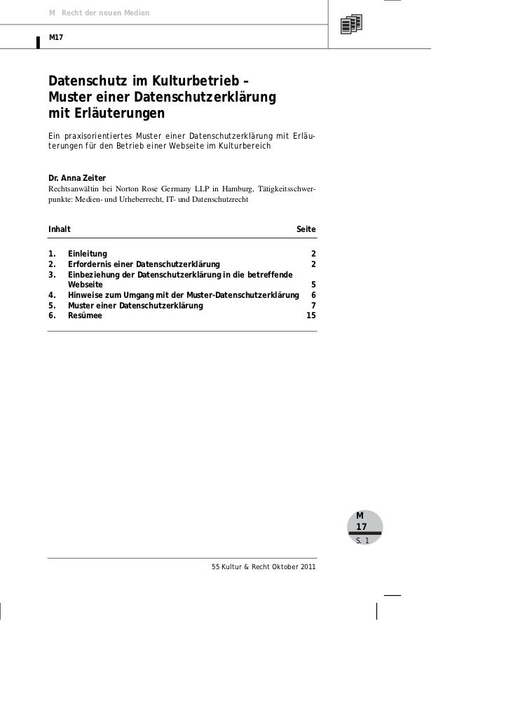 m recht der neuen medienm17datenschutz im kulturbetrieb muster einer datenschutzerklrungmit erluterungenein praxisorien - Muster Datenschutzerklarung m recht der neuen medienm17datenschutz im kulturbetrieb muster einer datenschutzerklrungmit erluterungenein praxisorien - Muster Datenschutzerklarung