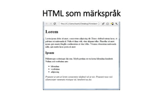 HTML som märkspråk
 