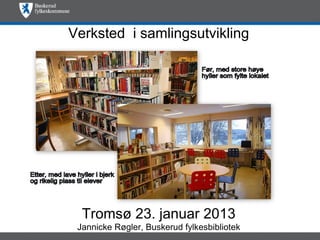 Verksted i samlingsutvikling




  Tromsø 23. januar 2013
 Jannicke Røgler, Buskerud fylkesbibliotek
 