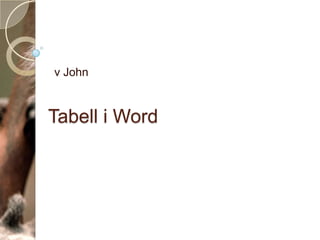 v John



Tabell i Word
 