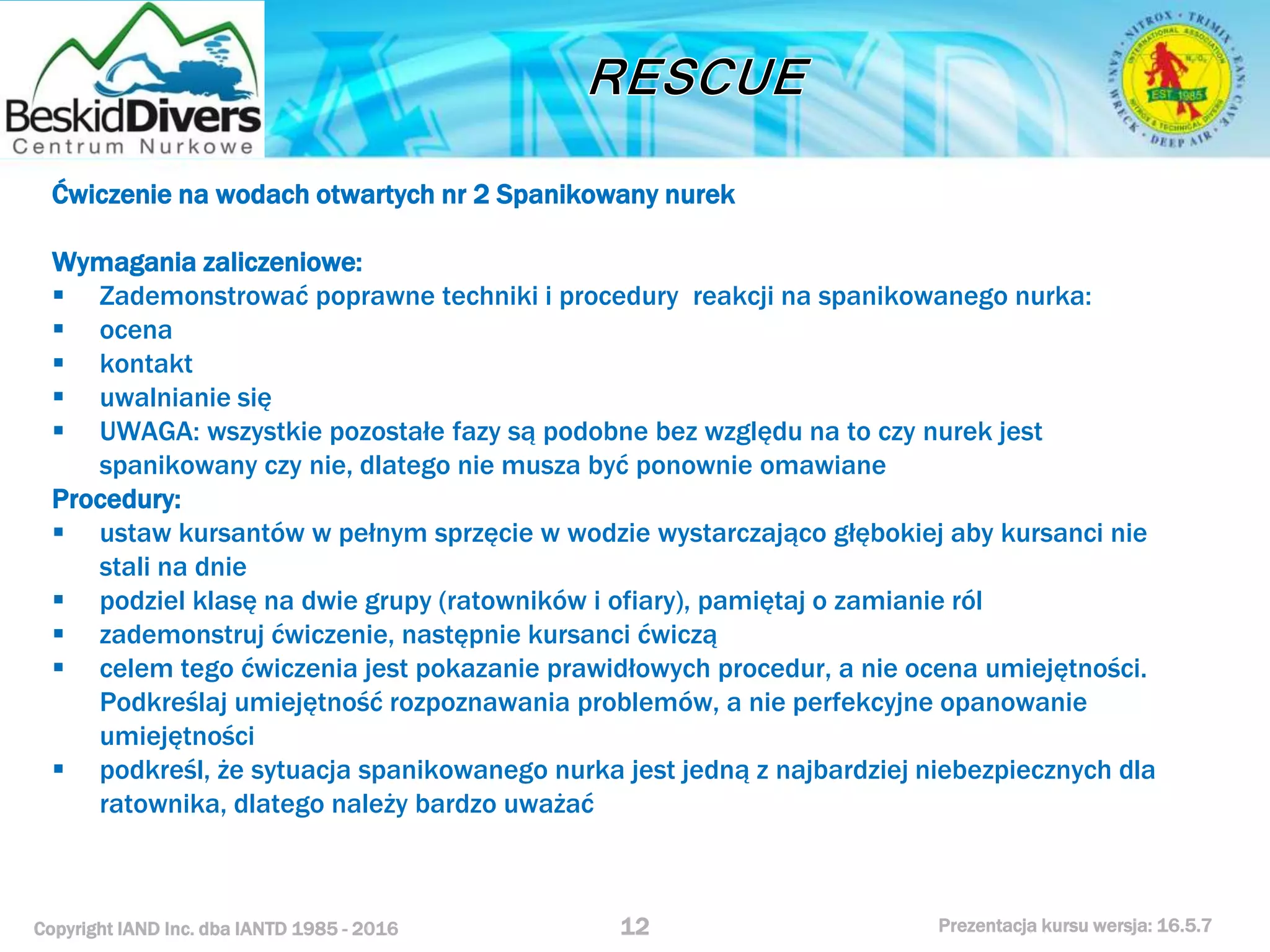 Kurs nurkowy rescue prezentacja beskid divers