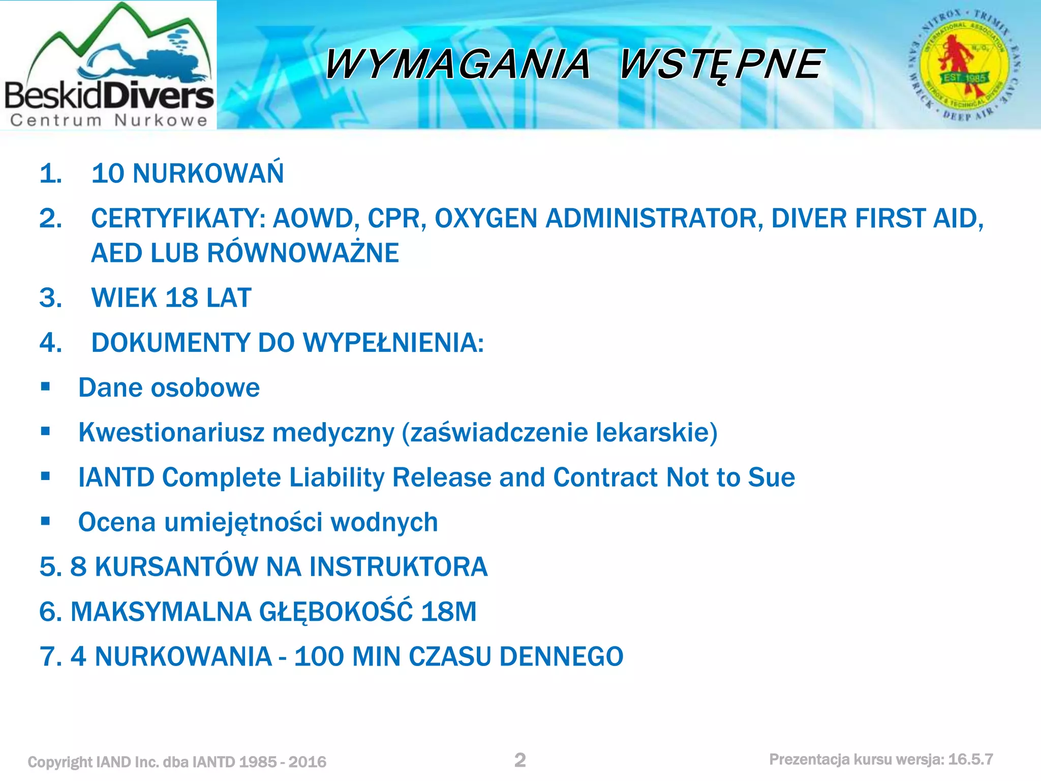 Kurs nurkowy rescue prezentacja beskid divers