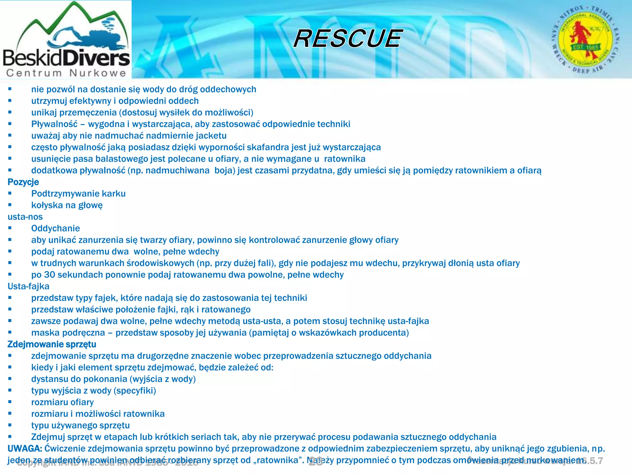 Kurs nurkowy rescue prezentacja beskid divers