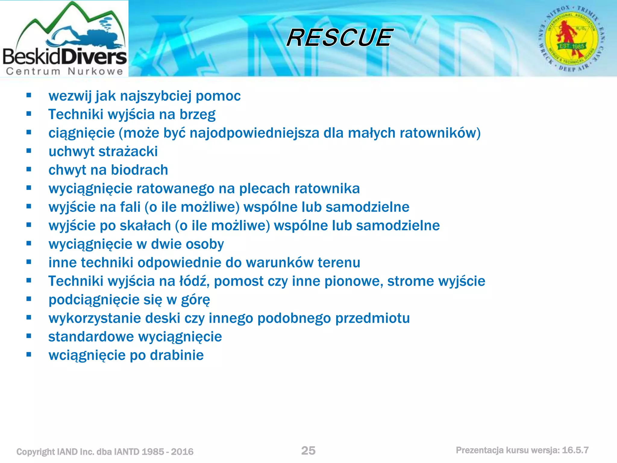 Kurs nurkowy rescue prezentacja beskid divers
